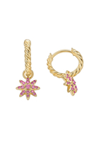 Petite Starburst Drop Earrings, 18k Yellow Gold & Pink Sapphires